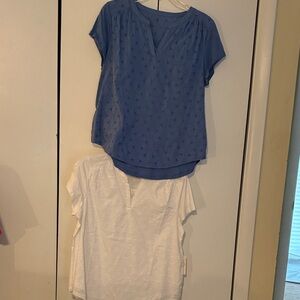 St. John's Bay Blue and White Short Sleeve Tops